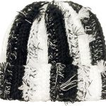 Textured Ribbed Knit Beanie - Black and White